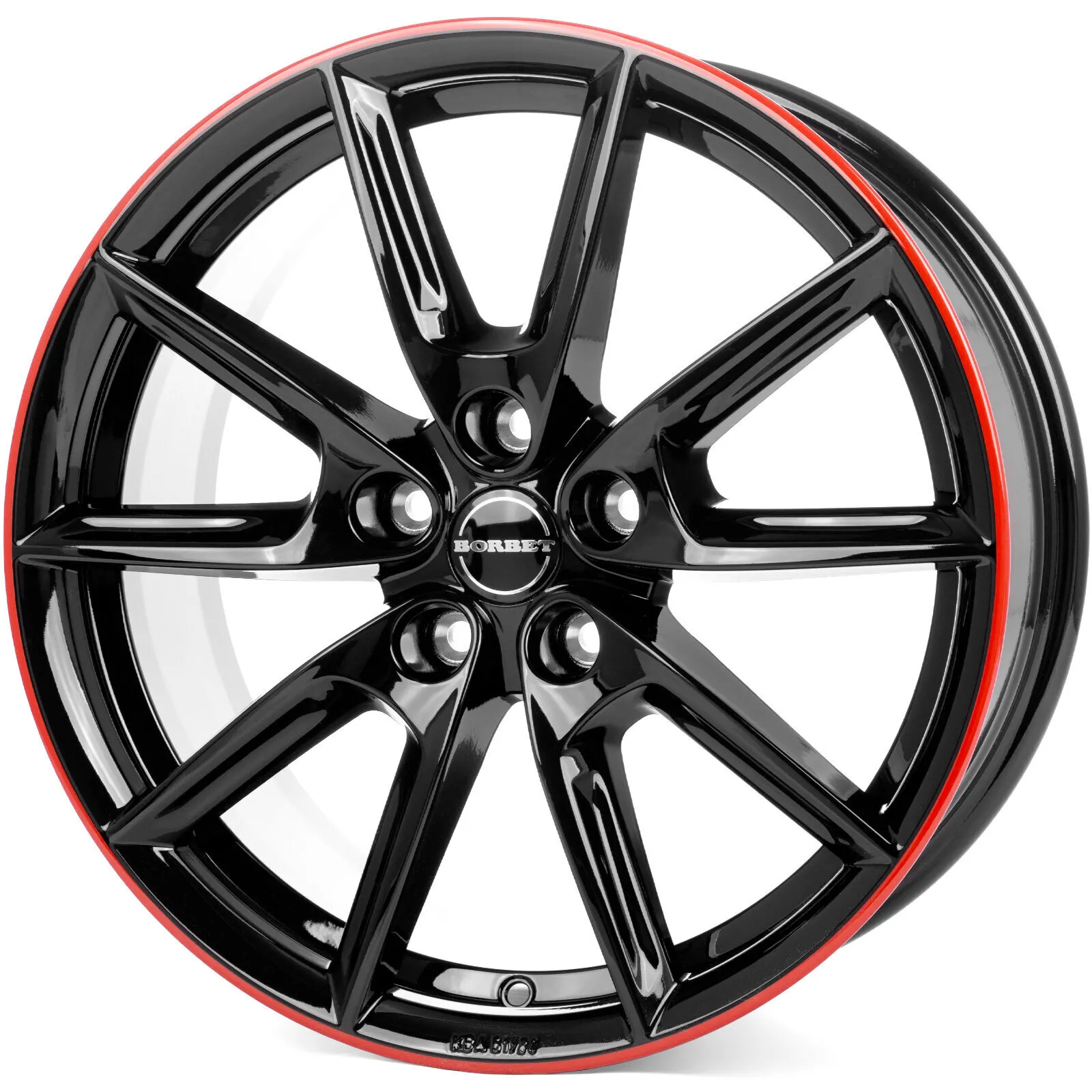 Borbet LX19 - black glossy red ring